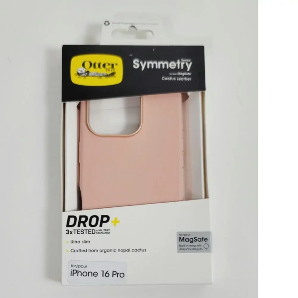 Otterbox Symmetry Series Cactus Leather Material iPhone 16 Pro in Ballet Blush